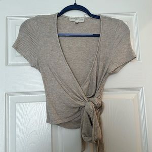 Urban outfitters wrap top medium project, social tan cream shirt